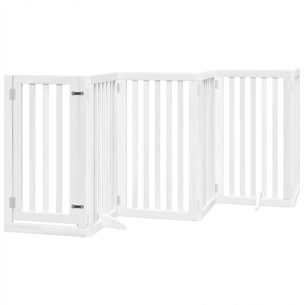 Vidaxl Porta rebatível para cães 9 painéis de madeira de choupo branco 450cm