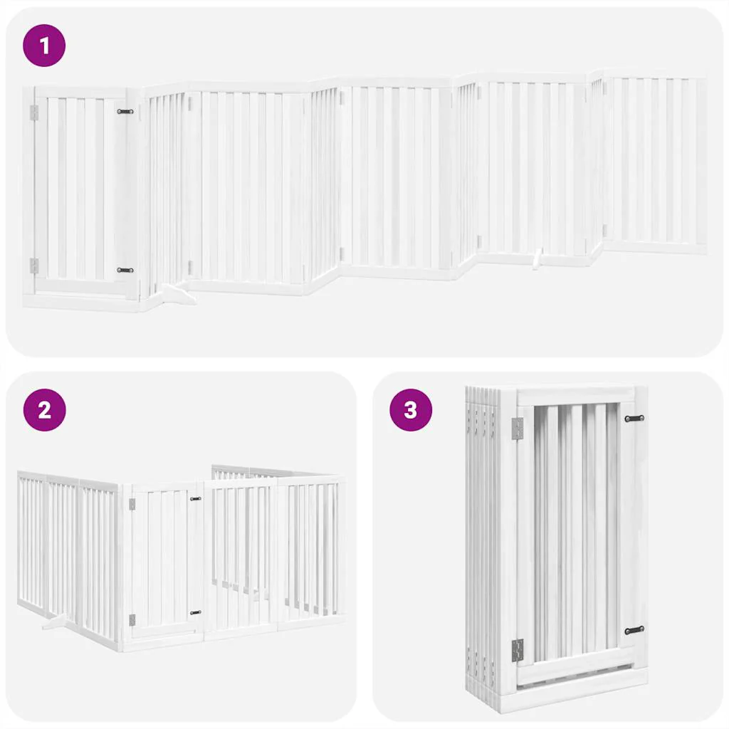Vidaxl Porta rebatível para cães 9 painéis de madeira de choupo branco 450cm - Image 4