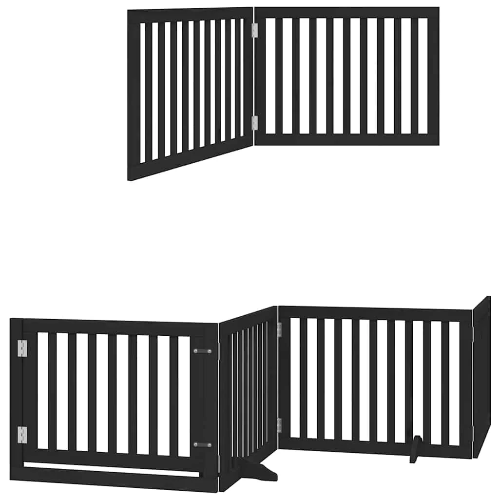 Vidaxl Portão dobrável para cães 12 painéis de madeira de choupo preto 960 Cm - Image 3