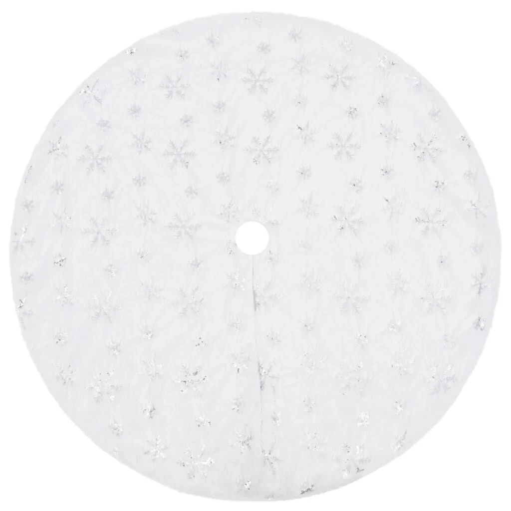 Vidaxl Saia de couro sintético branco de luxo para árvore de Natal 150cm