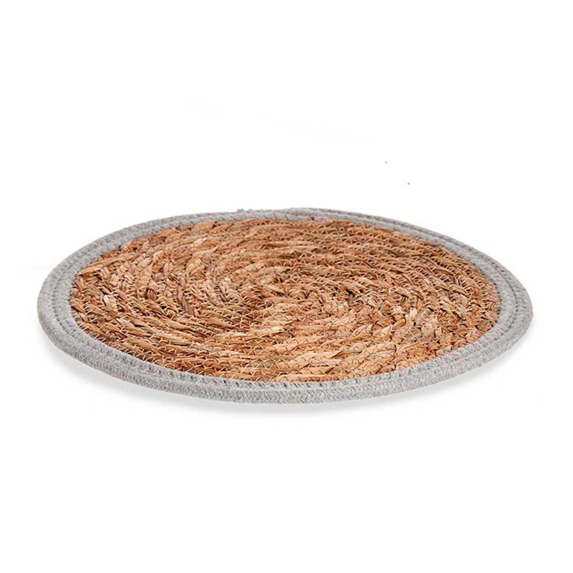 Tapete natural com rebordo cinzento 30 cm Coleção Kinvara