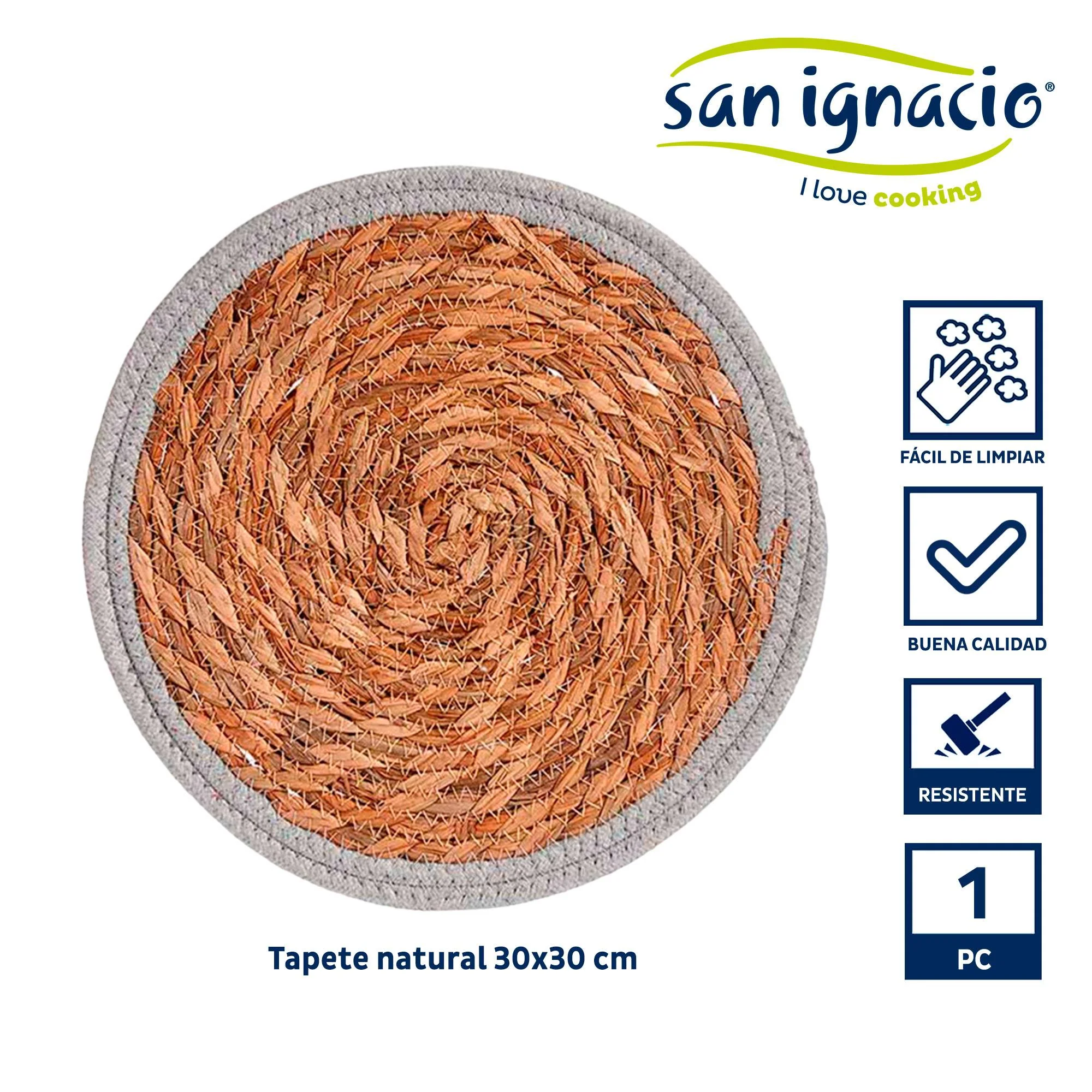 Tapete natural com rebordo cinzento 30 cm Coleção Kinvara - Image 2