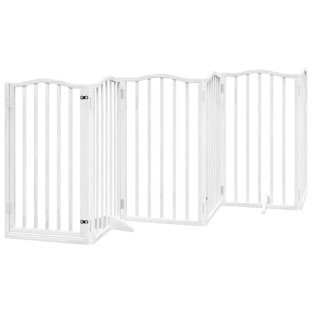 Vidaxl Portão dobrável para cães 15 painéis de madeira de choupo branco 750 Cm