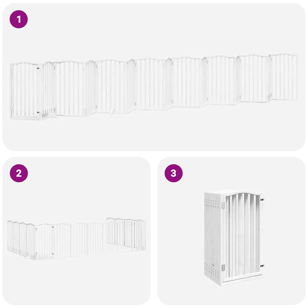 Vidaxl Portão dobrável para cães 15 painéis de madeira de choupo branco 750 Cm - Image 5