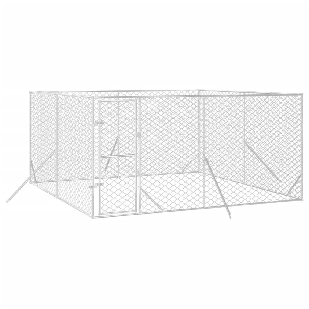 Vidaxl Canil exterior para cães Aço galvanizado Prata 4x4x2 M