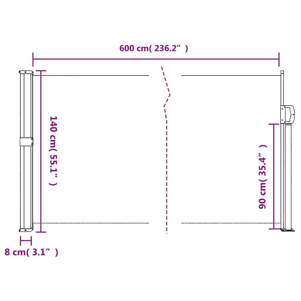 Vidaxl Toldo Lateral Retráctil Creme 140x600 Cm - Image 3