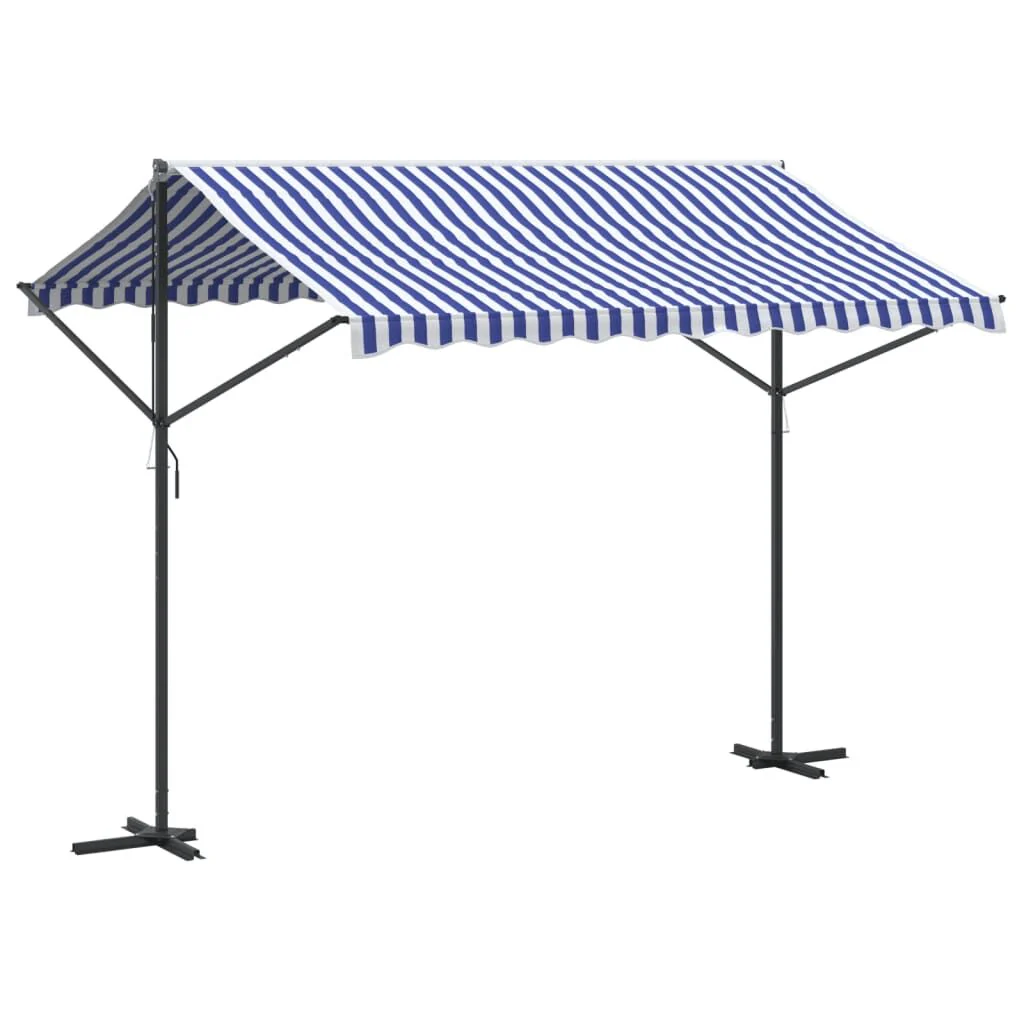 Vidaxl Toldo de pé em tecido de aço azul e branco 300x300 Cm
