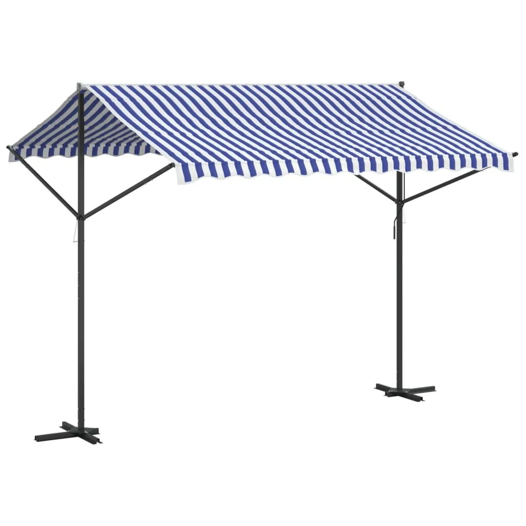 Vidaxl Toldo de pé em tecido de aço azul e branco 300x300 Cm - Image 5