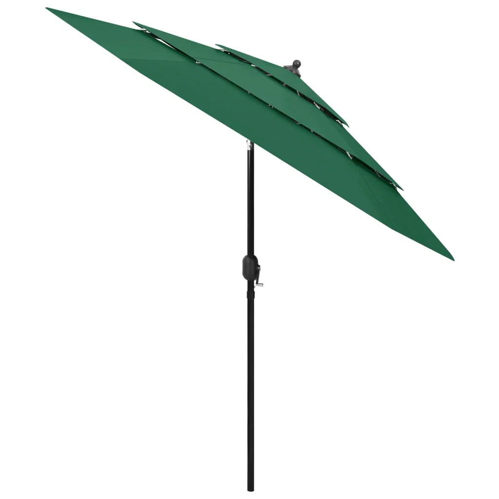 Vidaxl Guarda-sol de jardim de 3 níveis com varão de alumínio verde 2,5 M - Image 2