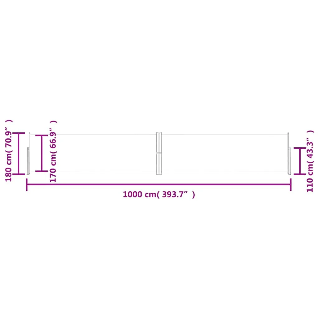 Vidaxl Toldo Lateral Retráctil Preto 180x1000 Cm - Image 3