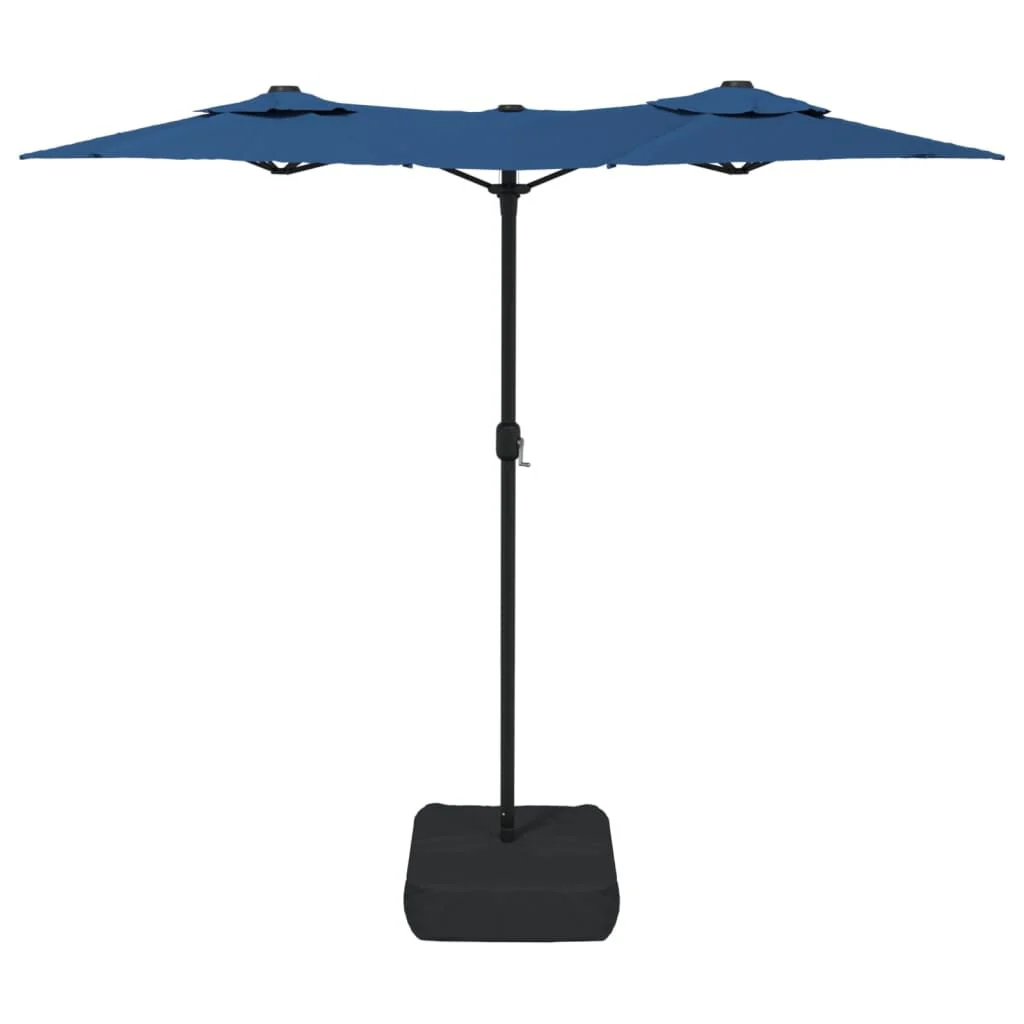 Vidaxl Guarda-sol duplo de jardim com luzes LED Azul 316x145 Cm - Image 5