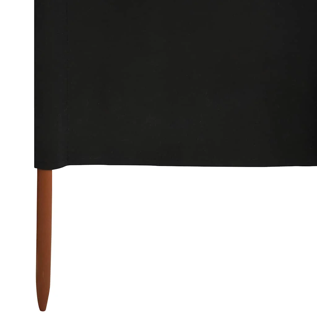 Vidaxl 9 Painéis Para-brisas de Praia em Tecido Preto 1200x80 Cm - Image 5