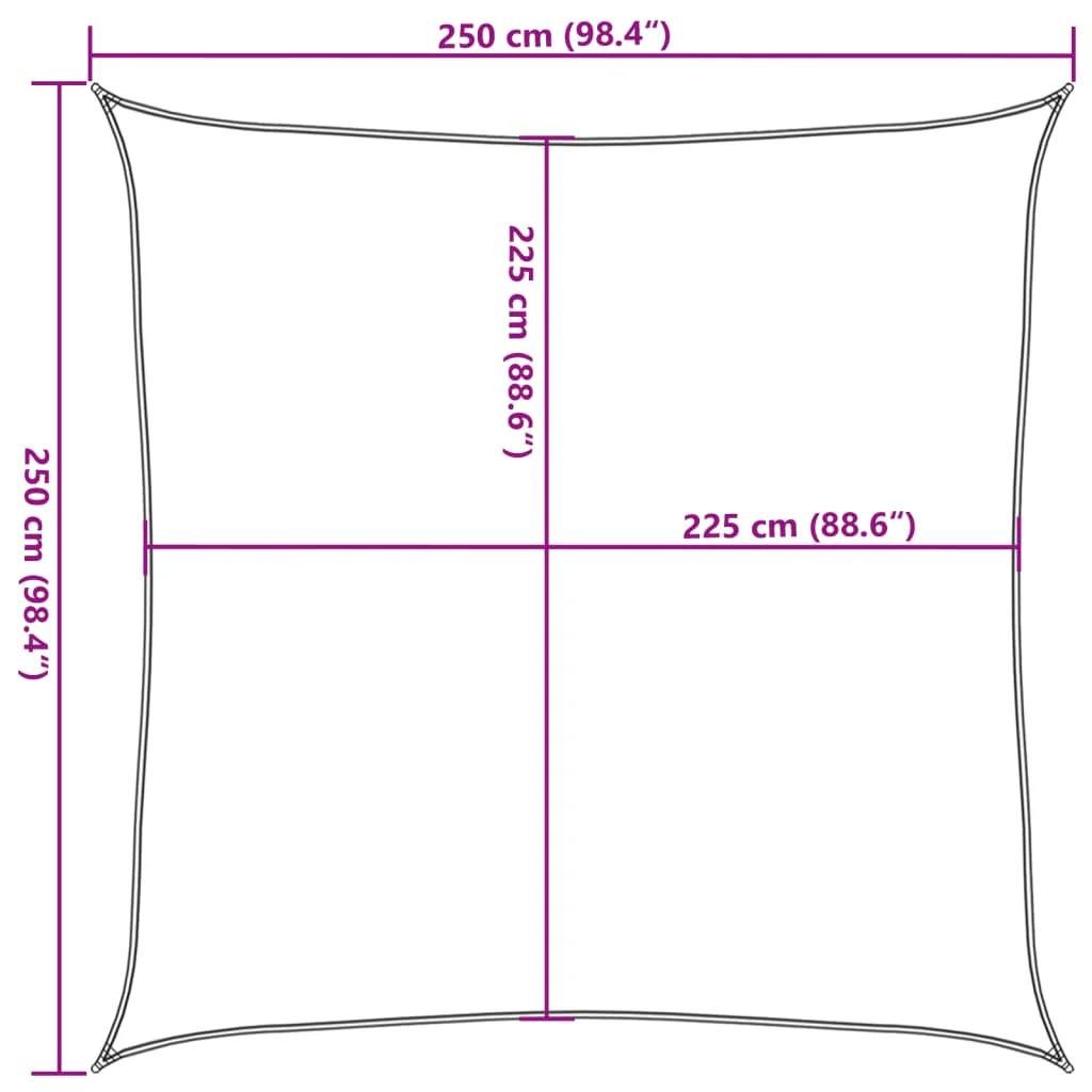 Vidaxl Toldo De Vela Crema Hdpe 160 G/m² 2,5x2,5 M - Image 3