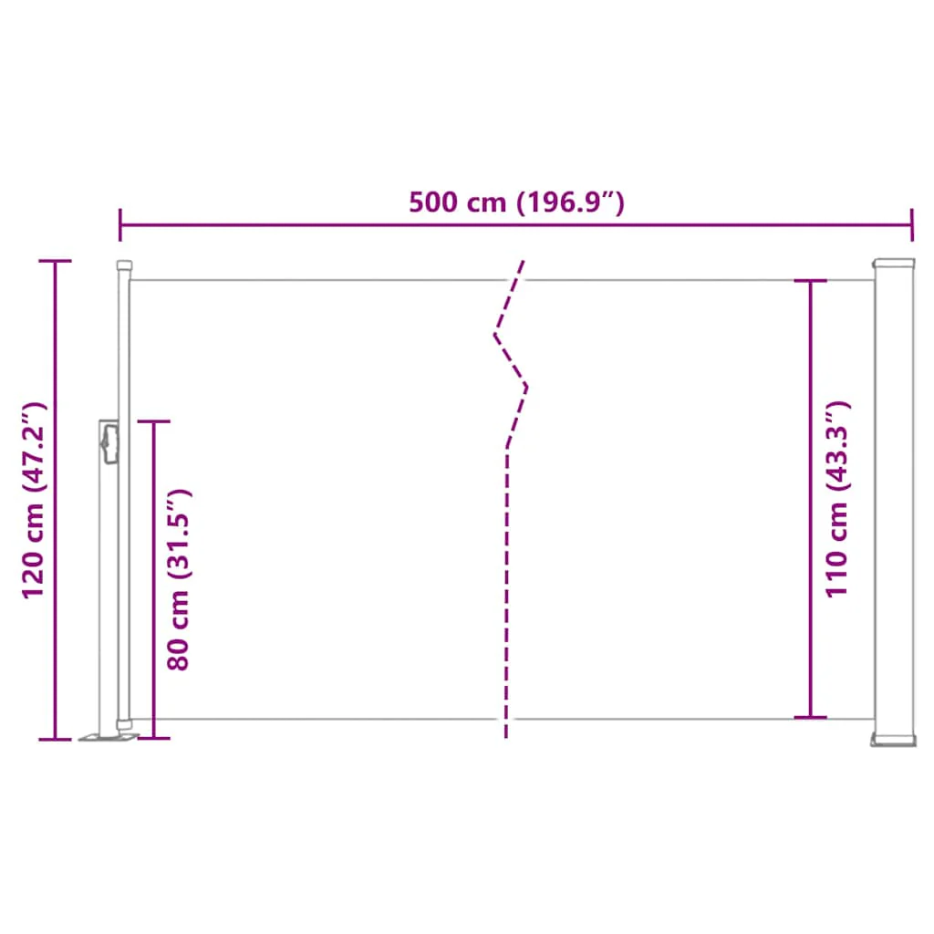 Vidaxl Toldo de Jardim Lateral Retráctil Cinzento 120x500 Cm - Image 3