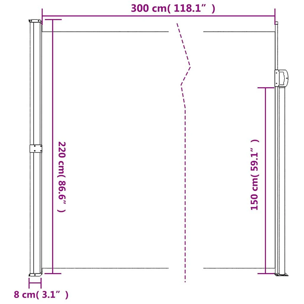 Vidaxl Toldo Lateral Retráctil Bege 220x300 Cm - Image 3