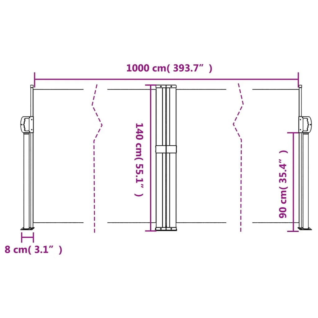 Vidaxl Toldo Lateral Retráctil Bege 140x1000 Cm - Image 3