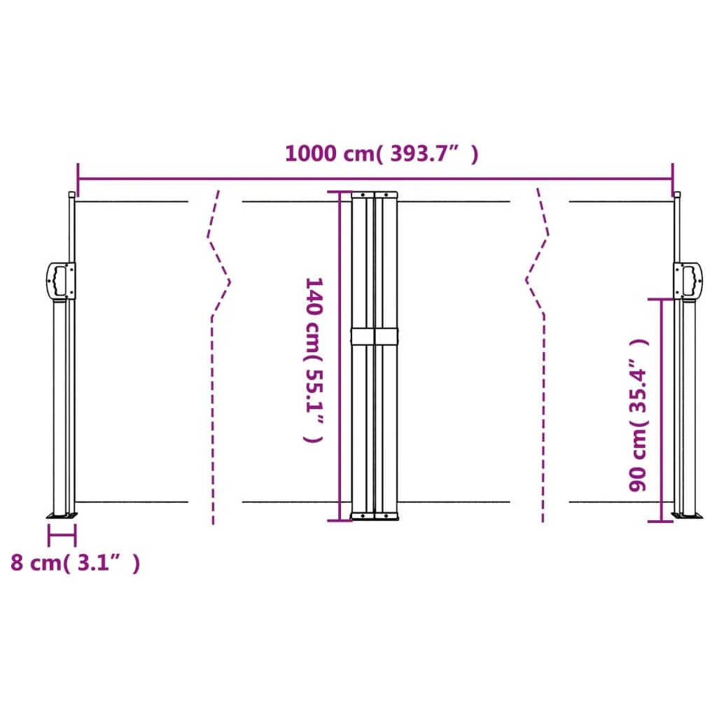 Vidaxl Toldo Lateral Retráctil Branco 140x1000 Cm - Image 3