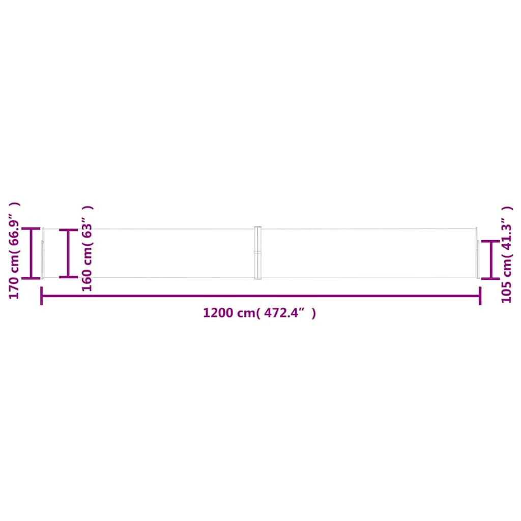 Vidaxl Toldo lateral retrátil para pátio Vermelho 170x1200 Cm - Image 3