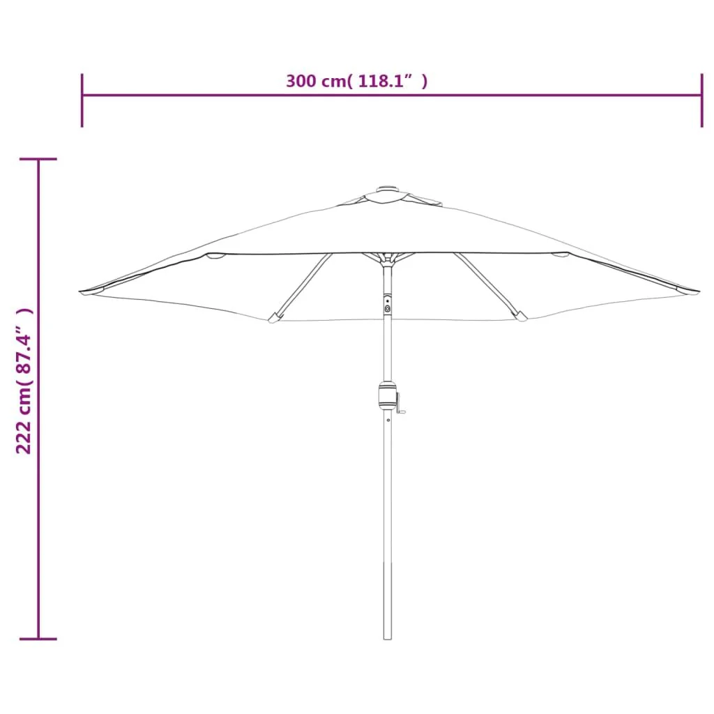 Vidaxl Guarda-sol de jardim com varão de metal preto 300 Cm - Image 3
