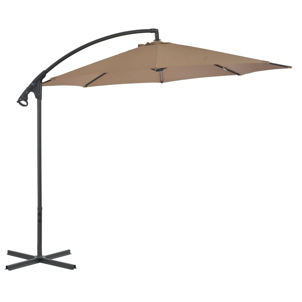 Vidaxl Guarda-sol de Jardim Cantilever com Poste de Aço Taupe 300 Cm