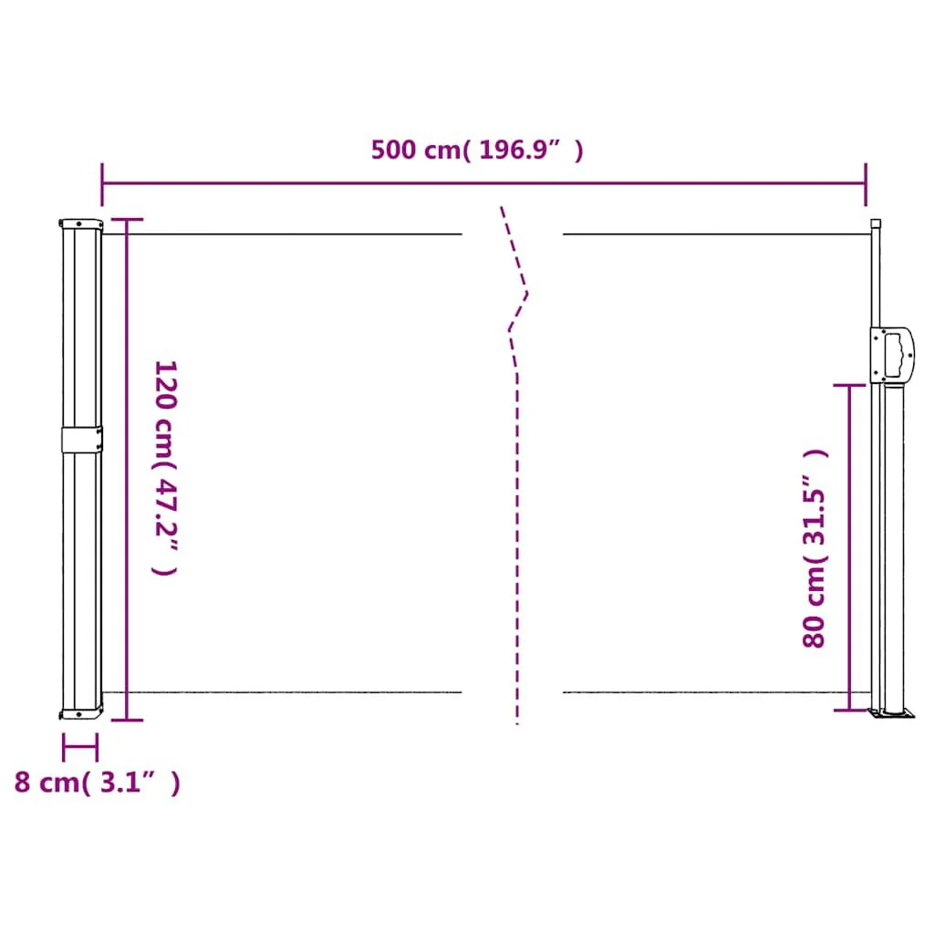 Vidaxl Toldo Lateral Retráctil Castanho 120x500 Cm - Image 3