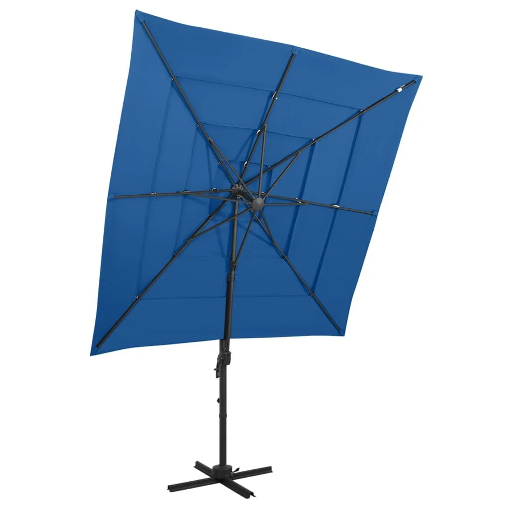 Vidaxl Guarda-sol de jardim com 4 níveis de altura e varão de alumínio Azul Céu Azul 250x250cm