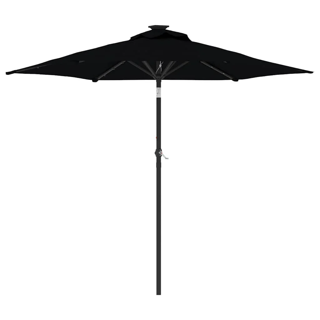 Vidaxl Guarda-sol de Jardim com Luzes Led Poste de Aço Preto 225x225x212 Cm
