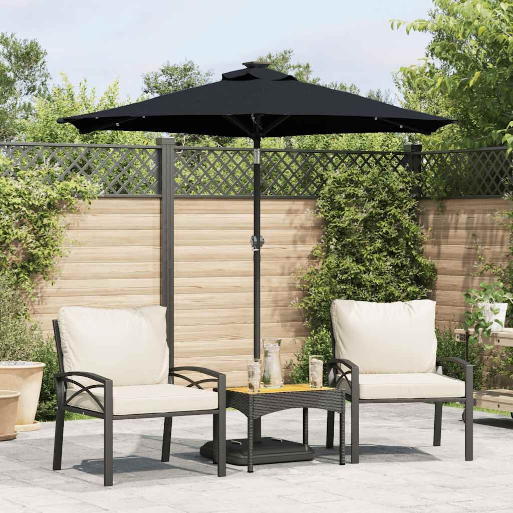Vidaxl Guarda-sol de Jardim com Luzes Led Poste de Aço Preto 225x225x212 Cm - Image 2