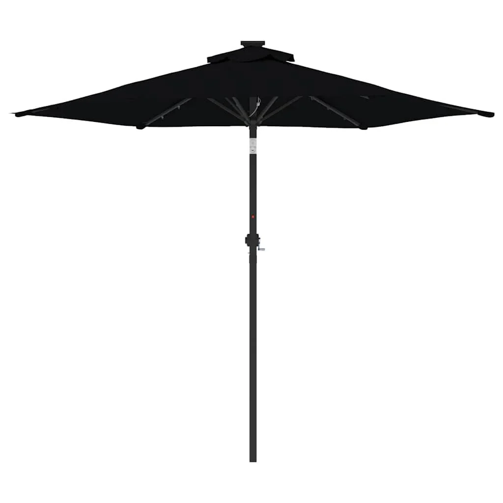 Vidaxl Guarda-sol de Jardim com Luzes Led Poste de Aço Preto 225x225x212 Cm - Image 5