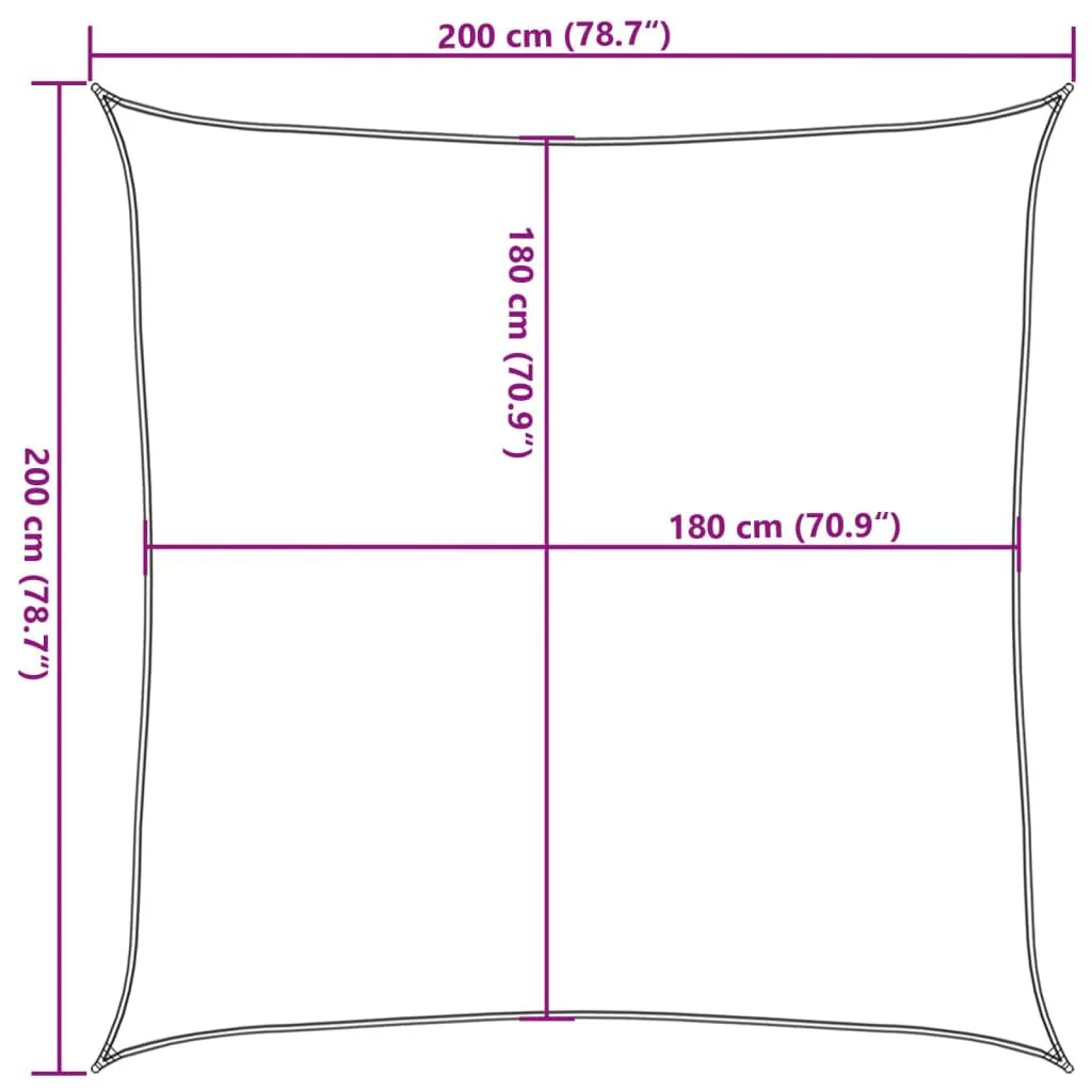 Vidaxl Cinzento claro Hdpe Quadrado Vela Sombra 160 G/m² 2x2 M - Image 3