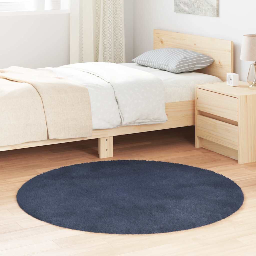 Vidaxl Tapete de Pelo Comprido Navarra Azul Marinho 120x120 Cm Poliéster - Image 2