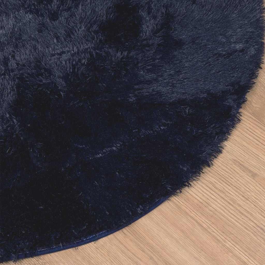 Vidaxl Tapete de Pelo Comprido Navarra Azul Marinho 120x120 Cm Poliéster - Image 4