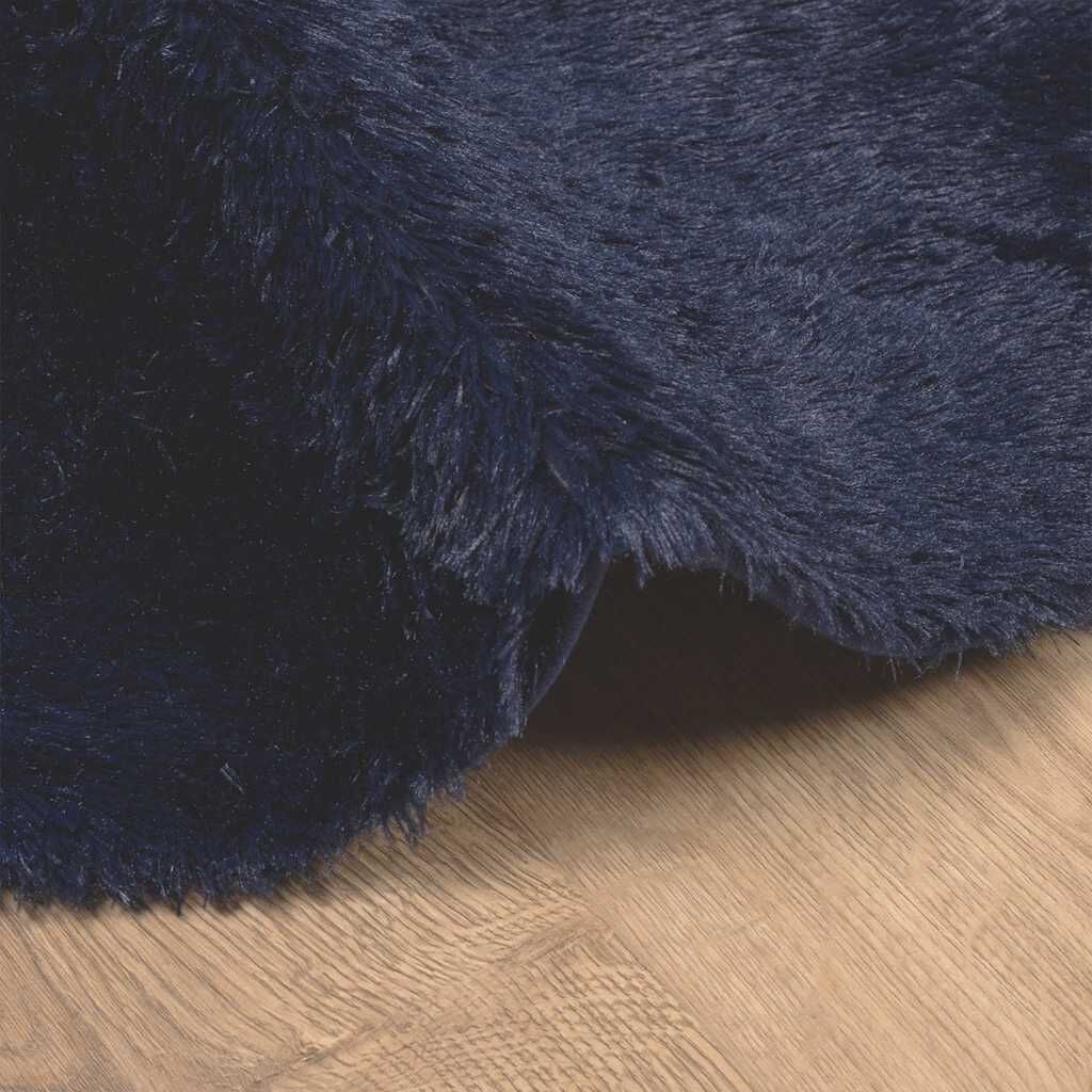 Vidaxl Tapete de Pelo Comprido Navarra Azul Marinho 120x120 Cm Poliéster - Image 5