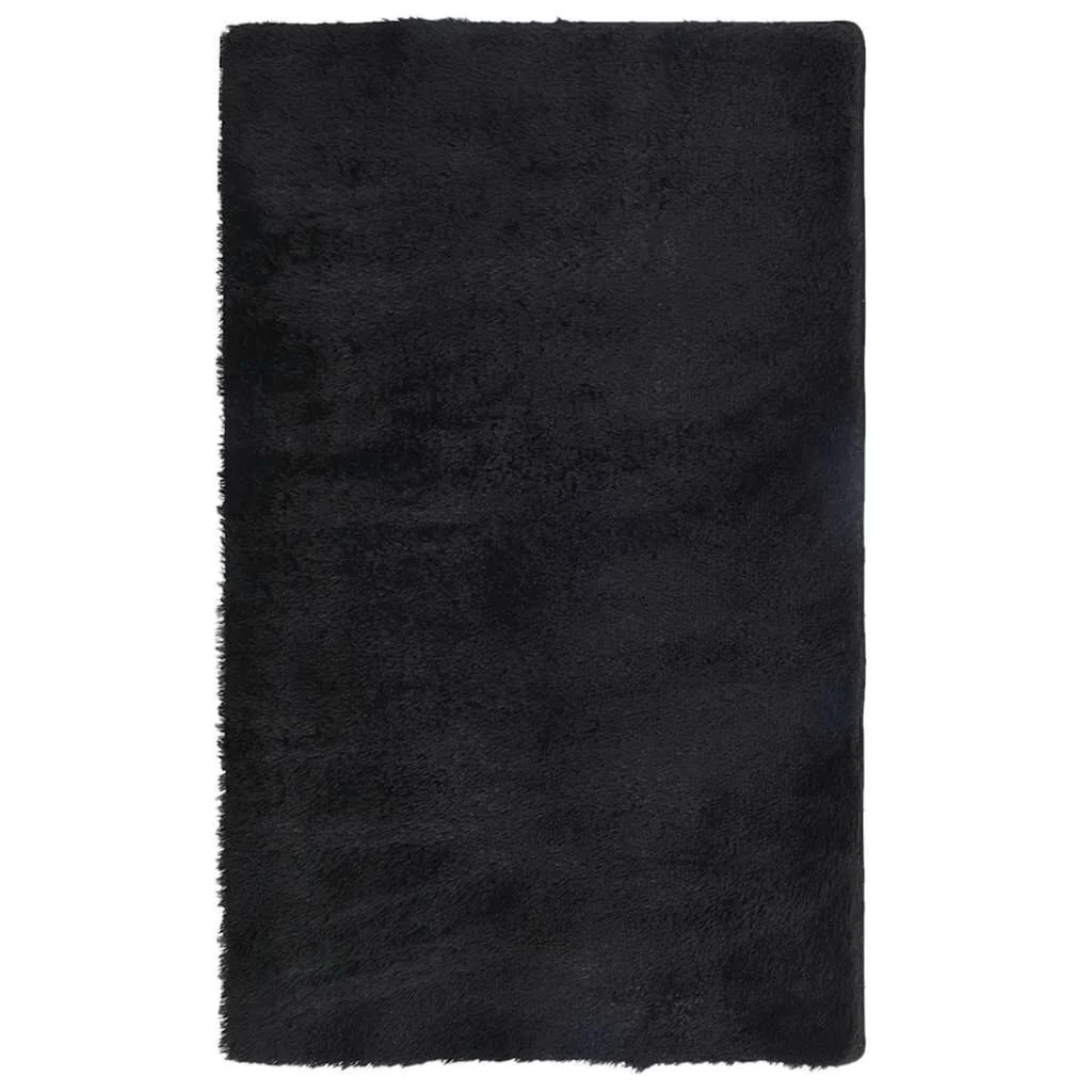 Vidaxl Alfombra Peluda De Pelo Largo Navarra Negra 80x150 Cm Poliéster