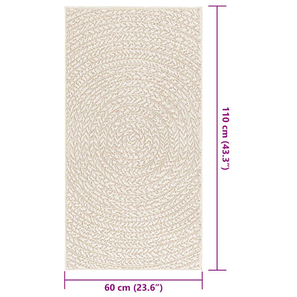 Vidaxl Zizur Tapete de juta Aparência Interior Exterior Creme 60x110cm - Image 3