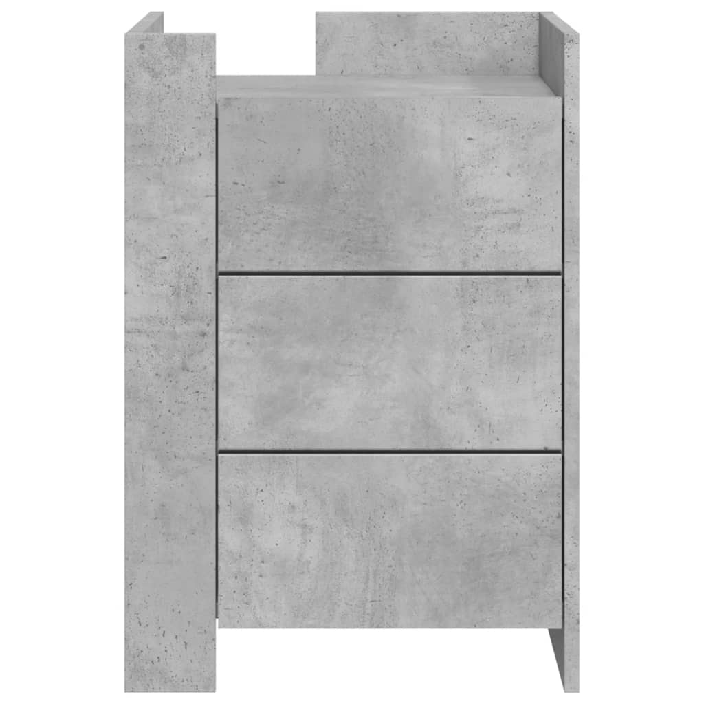 Mesa de cabeceira em madeira de engenharia Betão cinzento 45x50x65 Cm - Image 3