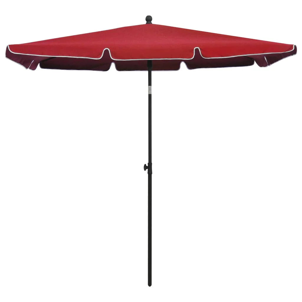 Guarda-sol de jardim com varão vermelho bordeaux 210x140 Cm