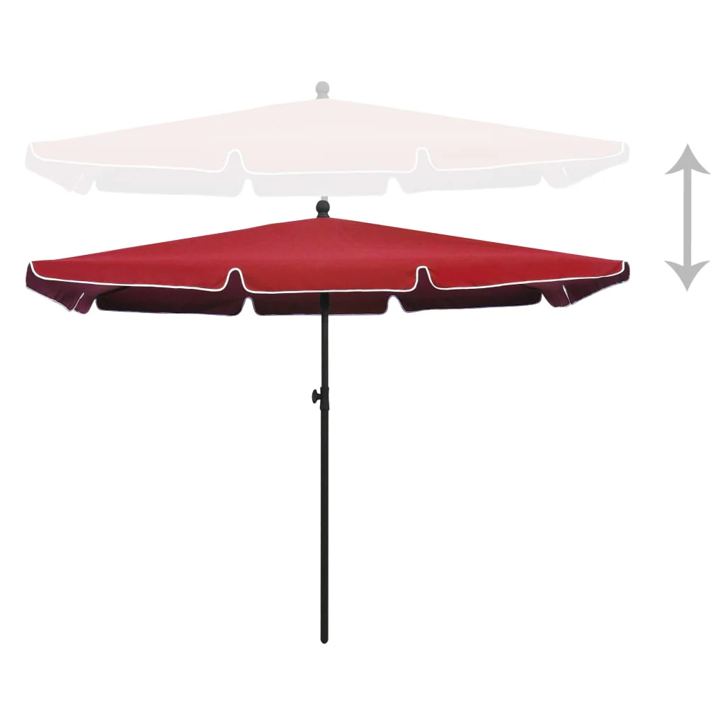 Guarda-sol de jardim com varão vermelho bordeaux 210x140 Cm - Image 2