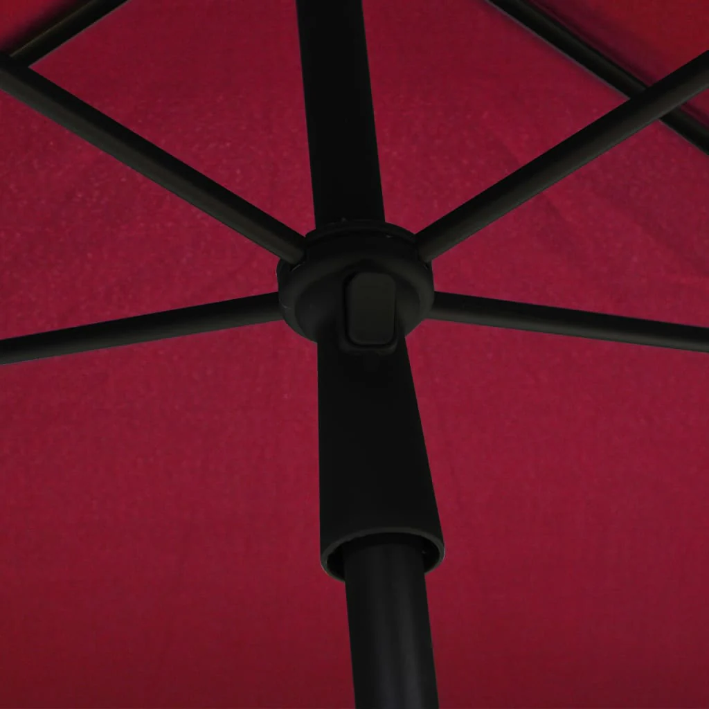 Guarda-sol de jardim com varão vermelho bordeaux 210x140 Cm - Image 4