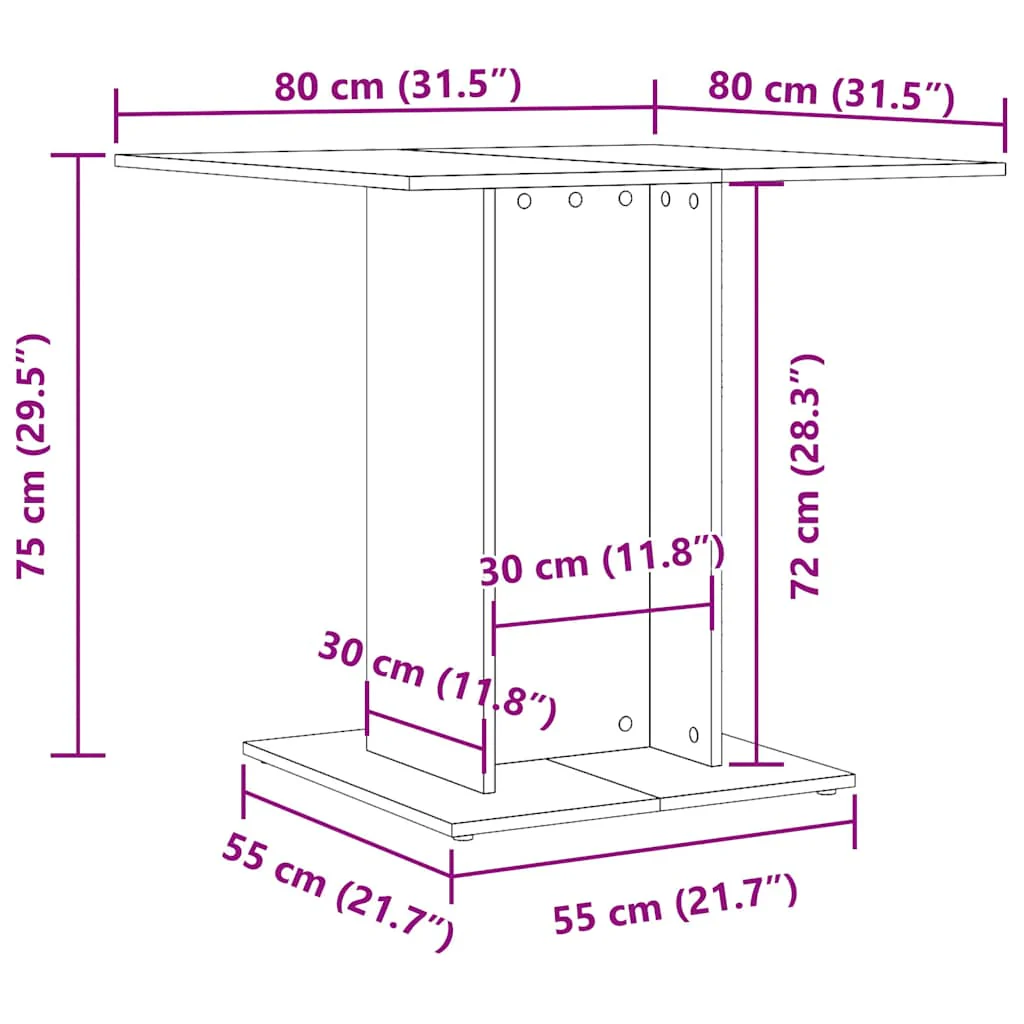 Mesa de jantar em contraplacado de carvalho 80x80x75 Cm - Image 5