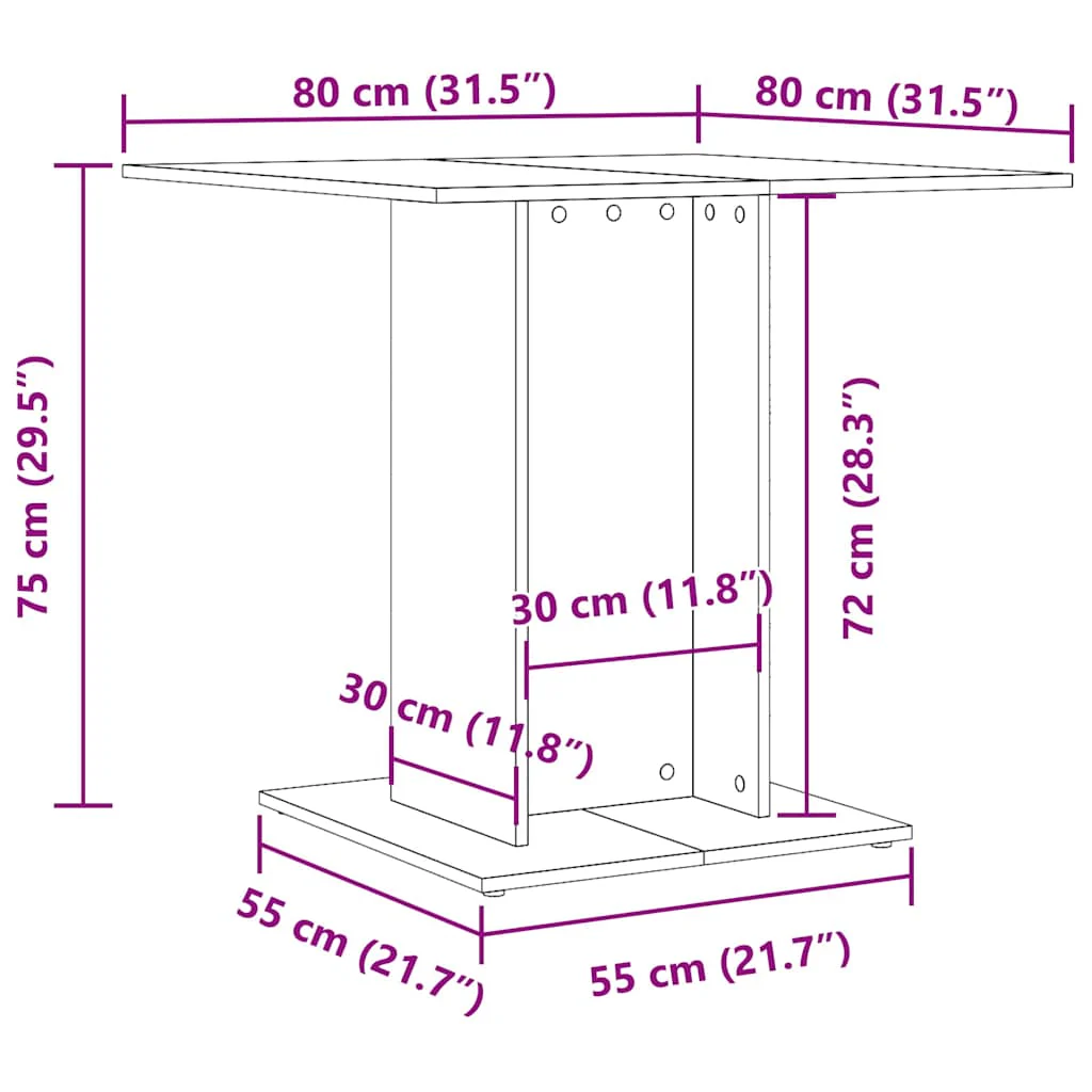 Mesa de jantar em contraplacado cinzento concreto 80x80x75 Cm - Image 5
