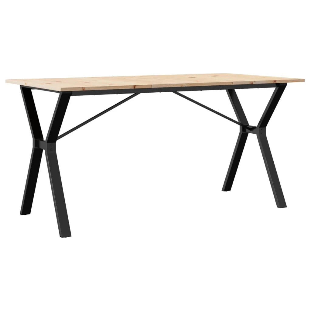 Mesa de jantar em madeira maciça de pinho e estrutura de aço 140x80x75cm
