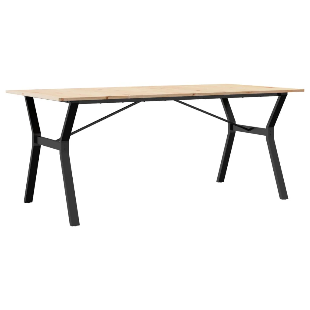 Mesa de jantar em madeira maciça de pinho e estrutura de aço 180x90x75cm