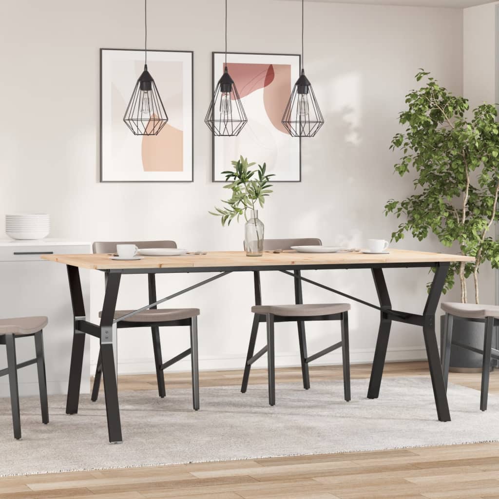 Mesa de jantar em madeira maciça de pinho e estrutura de aço 180x90x75cm - Image 2