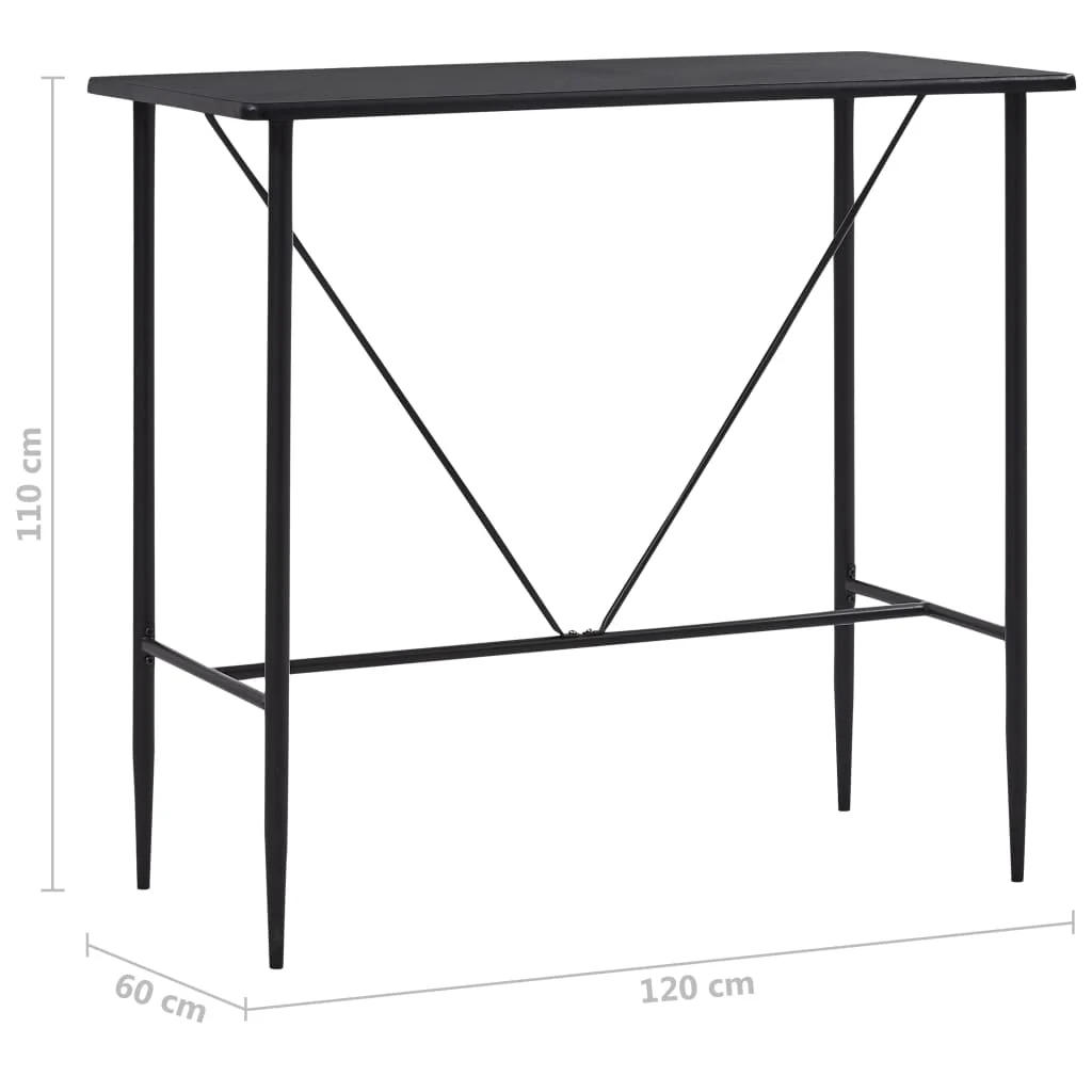 Mesa Alta De Cocina Mdf Negro 120x60x110 Cm - Image 5