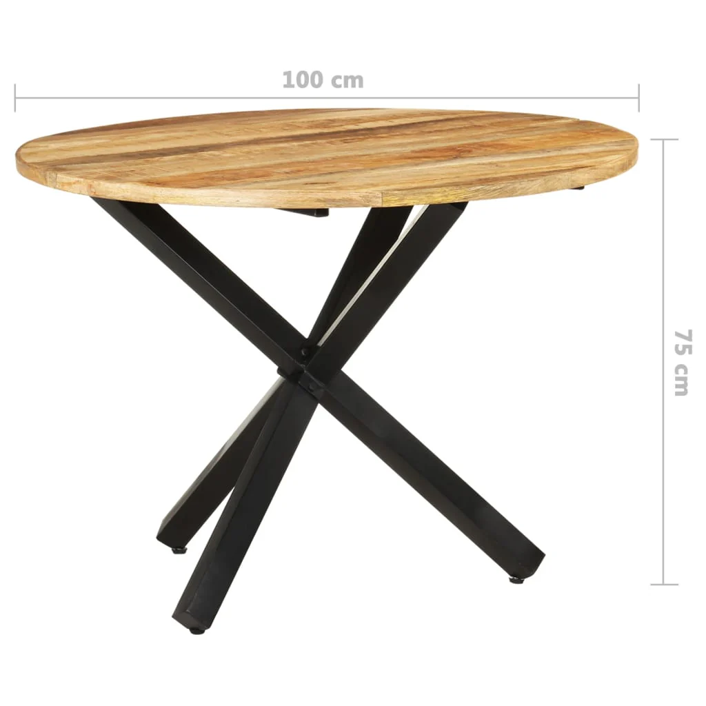 Mesa De Comedor Madera De Mango Rugosa Redonda 100x100x75 Cm - Image 5