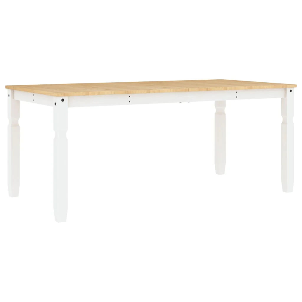 Mesa De Comedor Corona Madera Maciza Pino Blanco 180x90x75 Cm
