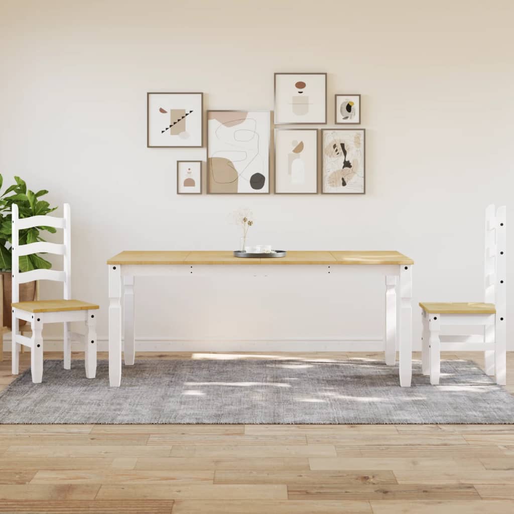 Mesa De Comedor Corona Madera Maciza Pino Blanco 180x90x75 Cm - Image 2
