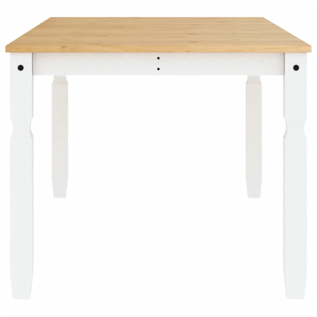 Mesa De Comedor Corona Madera Maciza Pino Blanco 180x90x75 Cm - Image 4