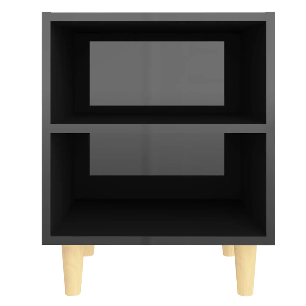 Mesita De Noche Con Patas Madera Negro Brillo 40x30x50 Cm - Image 3